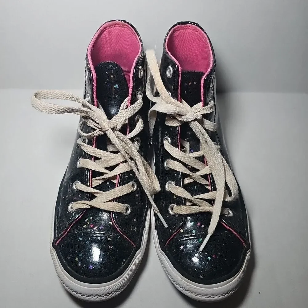 Chuck Taylor Converse ALL Star Glitter Star & Moon Black Patent Leather 3M